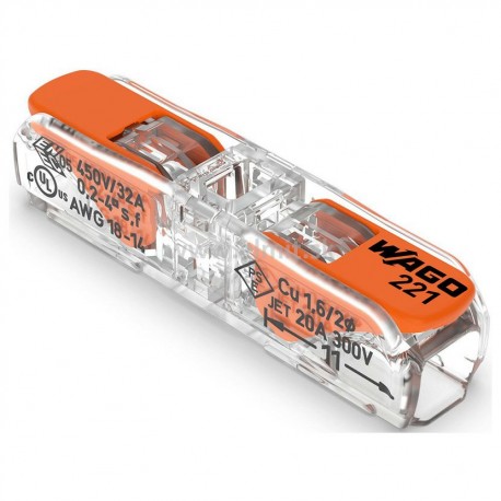 svorka WAGO lustrová 221-2411 zakláp. 2x0,2-4mm (bal.60ks)